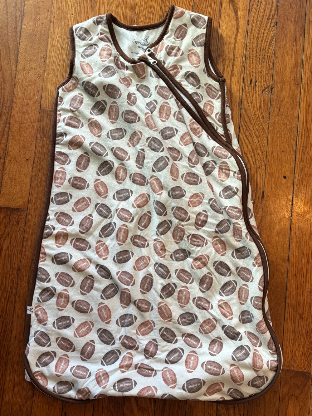 Copper Pearl Brown Football Print Kids Sleep Sack - Brown/Cream
